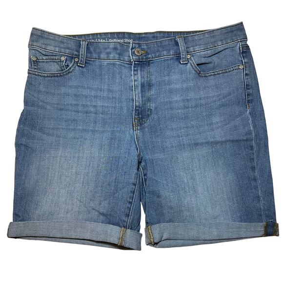 Talbots Pants - Talbots Denim Girlfriend Shorts Women’s Size 14P Medium Wash Cuffed 7” Inseam